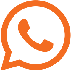 WhatsApp icoon in oranje huisstijl